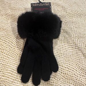 Christian Siriano Elegant Black Fur Gloves